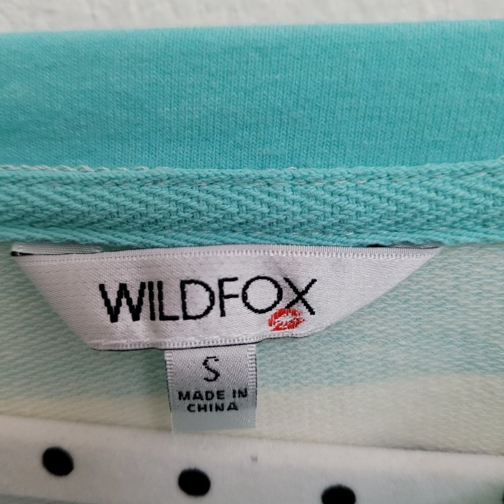 WILDFOX Ladies Sweatshirt & Short Lounge Set Wear Blue Stripe Coord Set Small - Picture 5 of 10